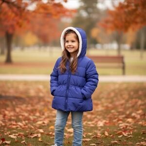 London Fog Floral Purple Puff Jacket for Little Girl Size M 5 - 6